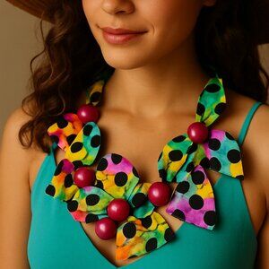 Aritsan Nita Angeletti OOAK Modernist POLKA DOT RAVIOLI CHOKER NECKLACE